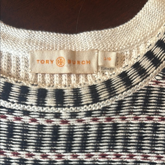 Tory Burch Black and White Scoop Neck Sweater Top - Picture 2 of 5